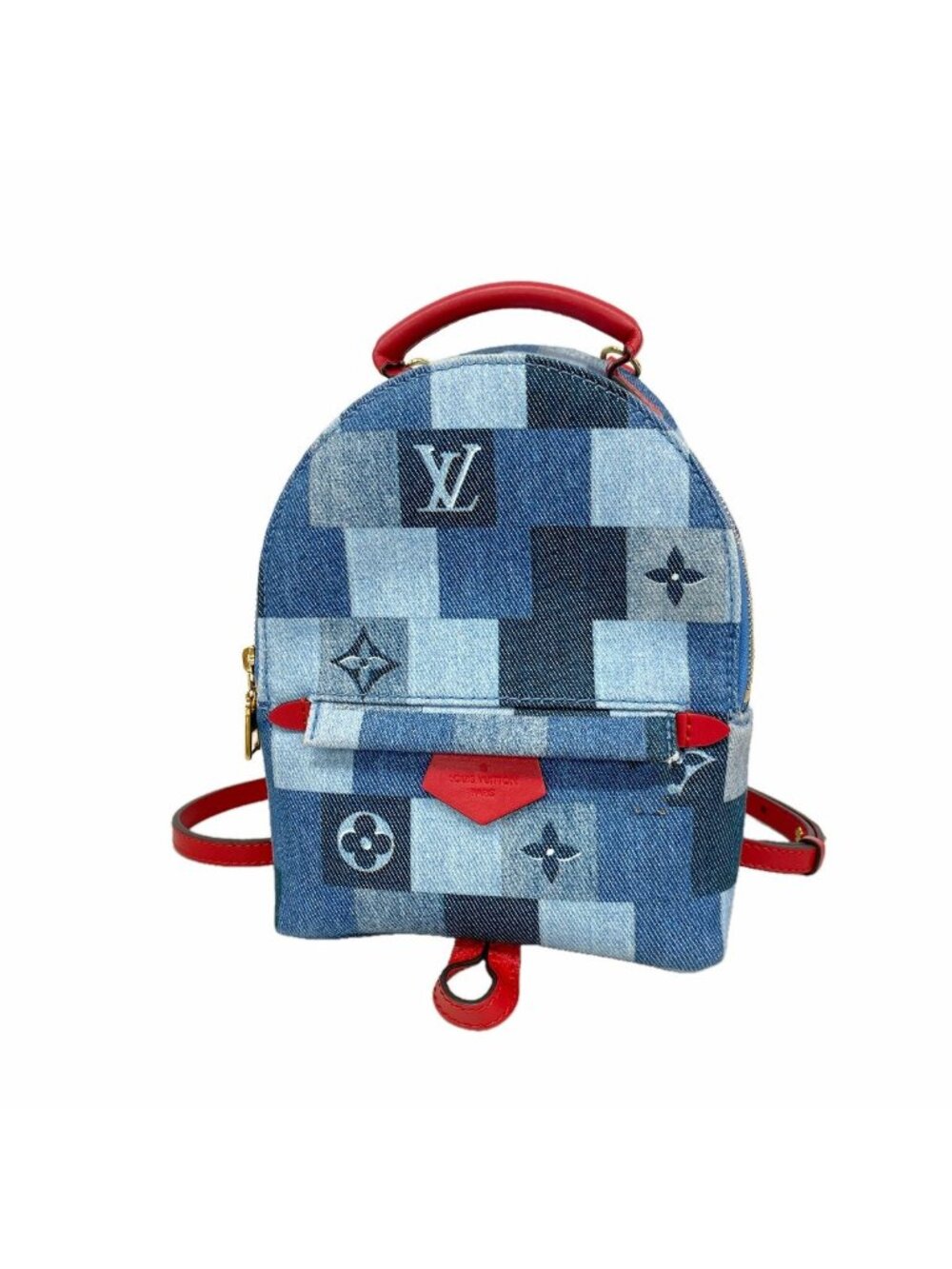 Louis Vuitton Backpack Monogram Denim Palm Springs Mini Blue Red